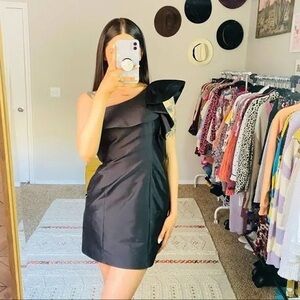 MELISSA SWEET Gray Taffeta One-Shoulder Special Occasion Dress SZ 6 EUC $150